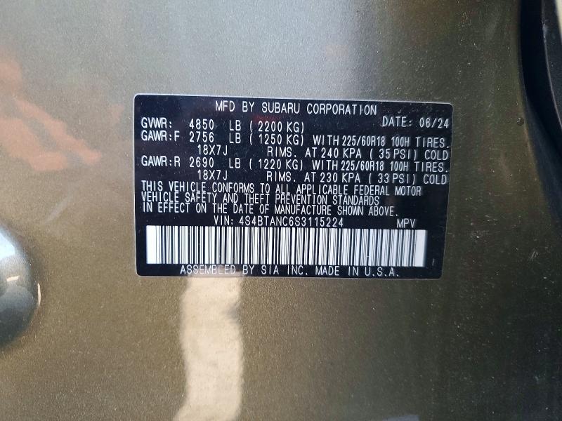 50131496 :رقم المزاد ، 4S4BTANC6S3115224 vin ، 2025 Subaru Outback مزاد بيع