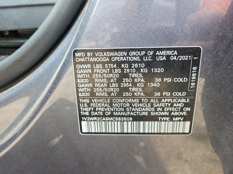 Aukcja sprzedaży 2021 Volkswagen Atlas, vin: 1V2WR2CA9MC583509, numer aukcji: 51655246
