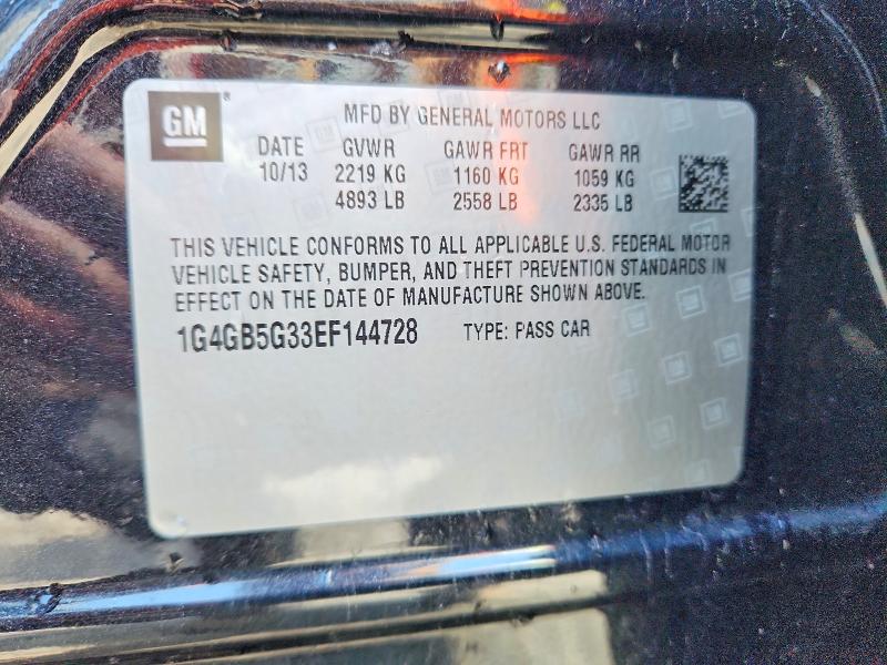 2014 Buick Lacrosse მანქანა იყიდება აუქციონზე, vin: 1G4GB5G33EF144728, აუქციონის ნომერი: 48323896