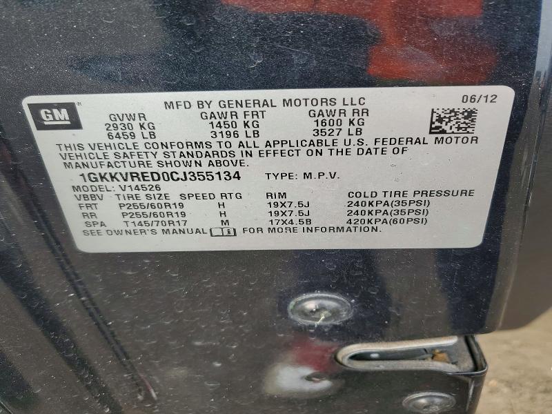 2012 Gmc Acadia მანქანა იყიდება აუქციონზე, vin: 1GKKVRED0CJ355134, აუქციონის ნომერი: 49644016