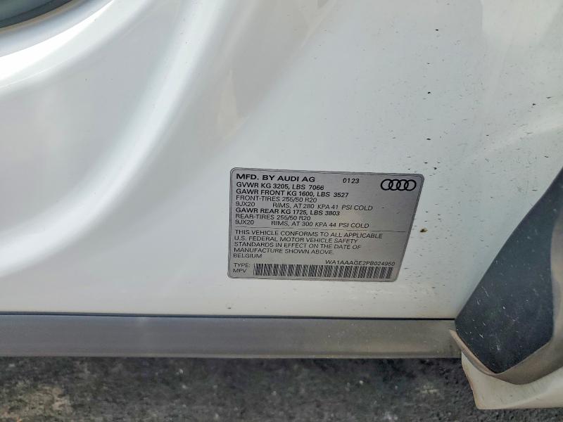 2023 Audi E-tron მანქანა იყიდება აუქციონზე, vin: WA1AAAGE2PB024950, აუქციონის ნომერი: 52028806