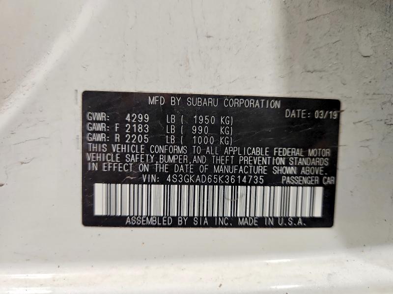 Продаж на аукціоні авто 2019 Subaru Impreza, vin: 4S3GKAD65K3614735, номер лоту: 51380136
