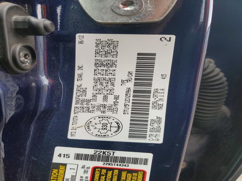 51666236 :رقم المزاد ، 5TFUY5F12CX259964 vin ، 2012 Toyota Tundra مزاد بيع