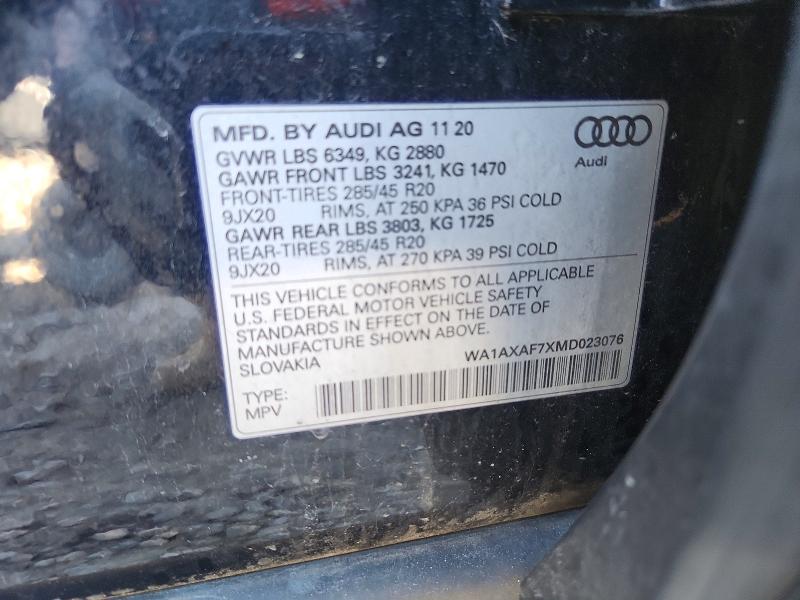 Продажа на аукционе авто 2021 Audi Q7, vin: WA1AXAF7XMD023076, номер лота: 49731716