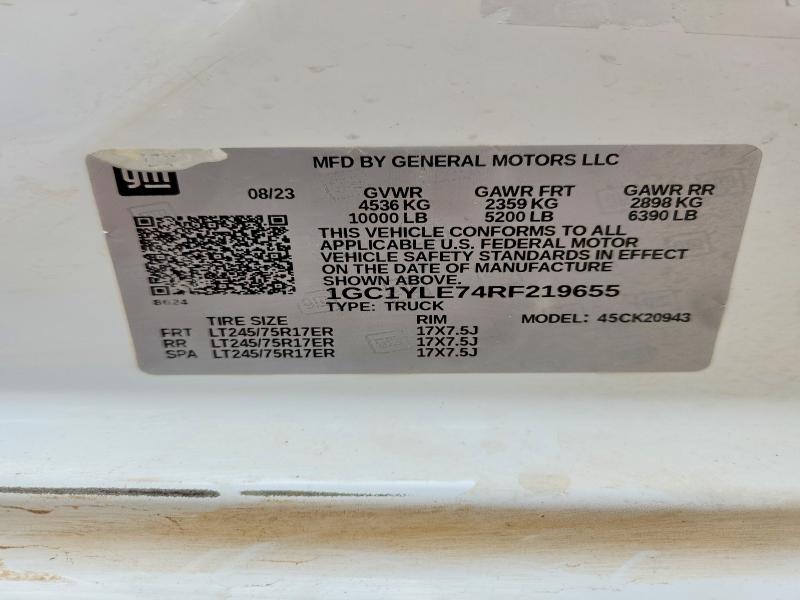 2024 Chevrolet Silverado მანქანა იყიდება აუქციონზე, vin: 1GC1YLE74RF219655, აუქციონის ნომერი: 50566406