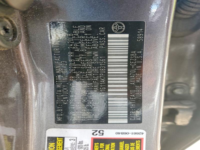 Продажа на аукционе авто 2023 Toyota Camry, vin: 4T1G11AK7PU831561, номер лота: 48625196