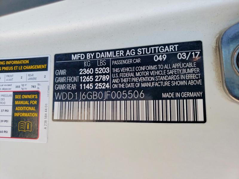 Продажа на аукционе авто 2018 Mercedes-benz E, vin: WDD1J6GB0JF005506, номер лота: 50574626