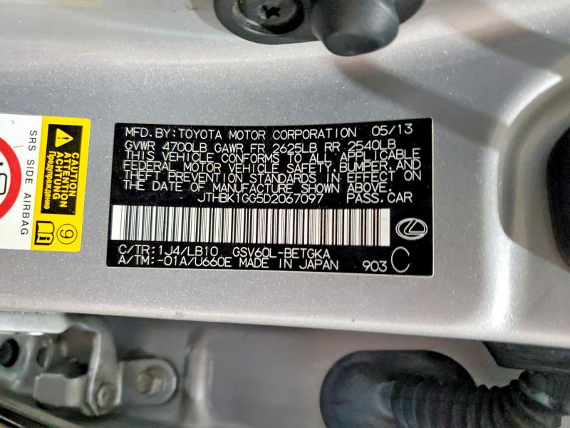 Aukcja sprzedaży 2013 Lexus Es, vin: JTHBK1GG5D2067097, numer aukcji: 50531206