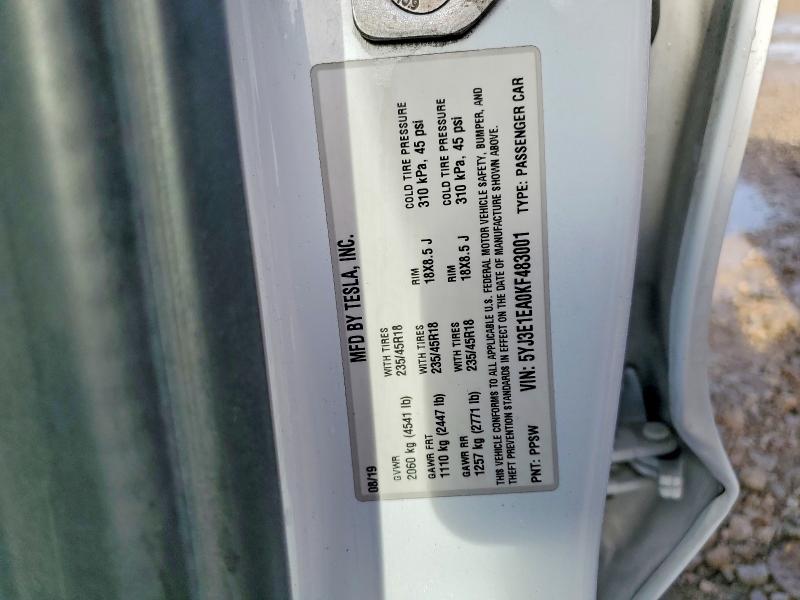 Aukcja sprzedaży 2019 Tesla Model 3, vin: 5YJ3E1EA0KF483001, numer aukcji: 51313556