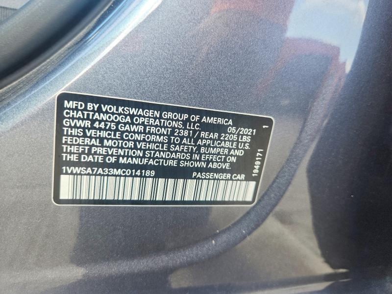 Aukcja sprzedaży 2021 Volkswagen Passat, vin: 1VWSA7A33MC014189, numer aukcji: 50932596