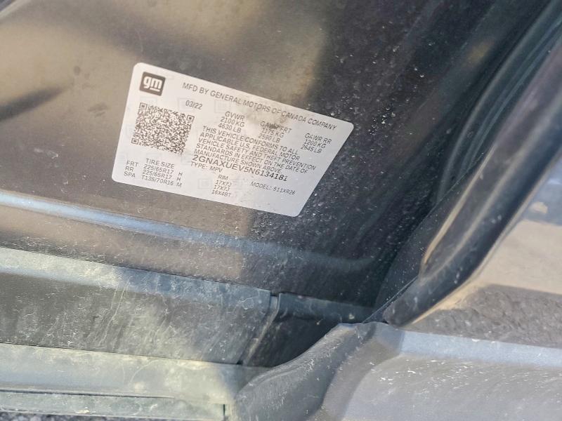 Продажа на аукционе авто 2022 Chevrolet Equinox, vin: 2GNAXUEV5N6134181, номер лота: 48767106