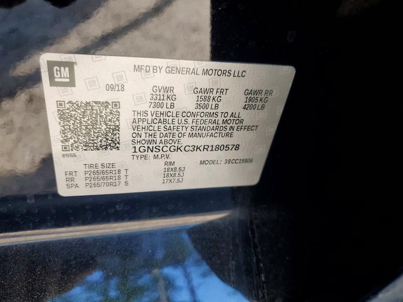Auction sale of the 2019 Chevrolet Suburban, vin: 1GNSCGKC3KR180578, lot number: 51438136