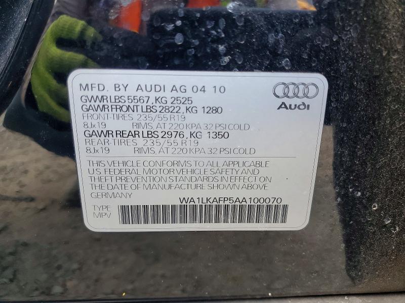 51305366 :رقم المزاد ، WA1LKAFP5AA100070 vin ، 2010 Audi Q5 مزاد بيع