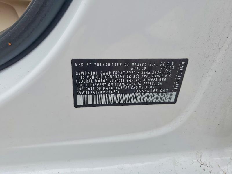 48957516 :رقم المزاد ، 3VWB67AJ8HM274706 vin ، 2017 Volkswagen Jetta مزاد بيع