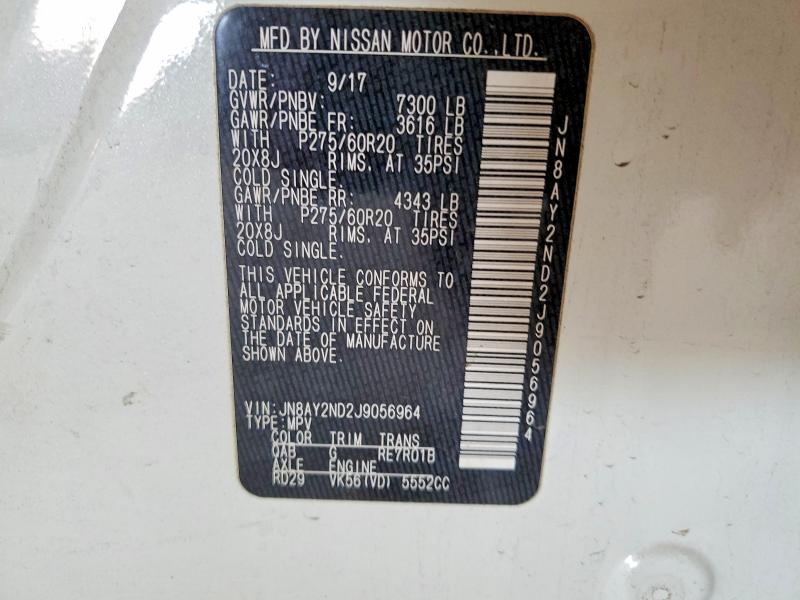 Продаж на аукціоні авто 2018 Nissan Armada, vin: JN8AY2ND2J9056964, номер лоту: 50005306