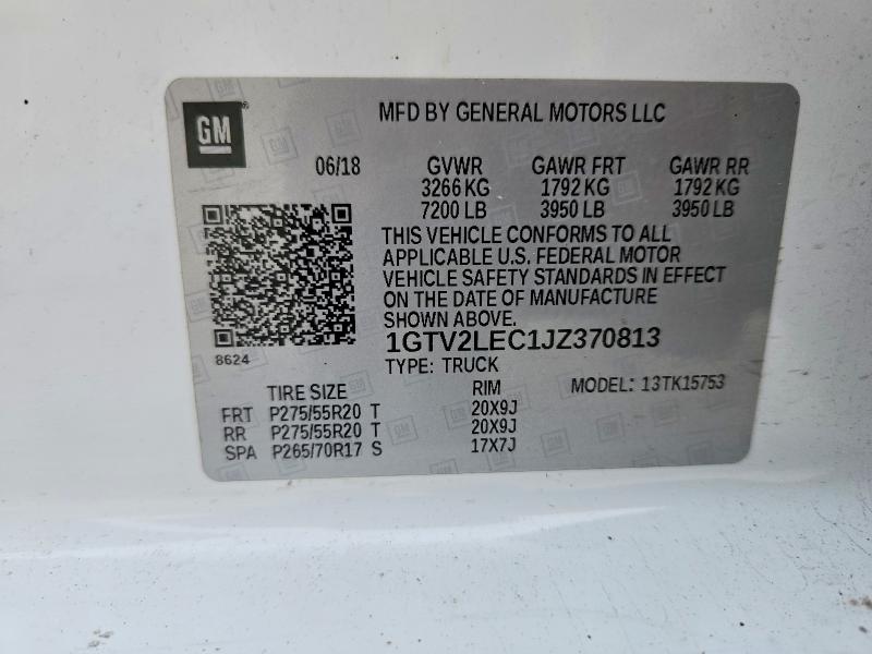 Продажа на аукционе авто 2018 Gmc Sierra, vin: 1GTV2LEC1JZ370813, номер лота: 48198306