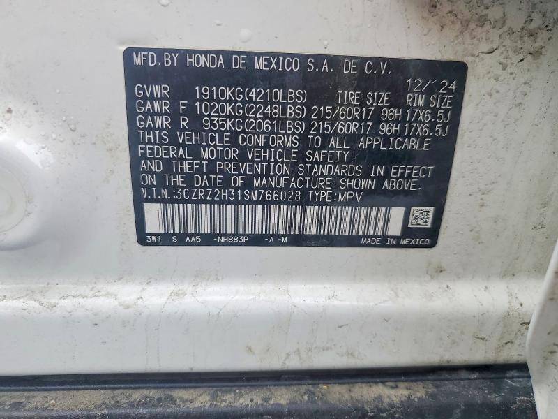 Продажа на аукционе авто 2025 Honda Hr-v, vin: 3CZRZ2H31SM766028, номер лота: 49570716