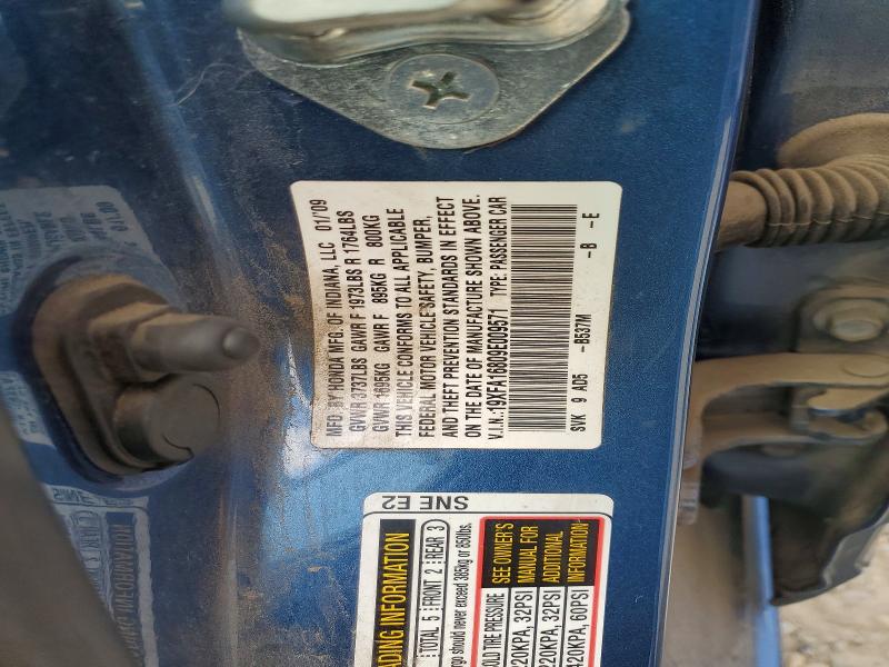 51468286 :رقم المزاد ، 19XFA16809E009571 vin ، 2009 Honda Civic مزاد بيع