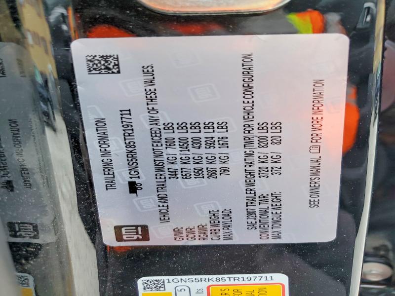 2026 Chevrolet Tahoe მანქანა იყიდება აუქციონზე, vin: 1GNS5RK85TR197711, აუქციონის ნომერი: 49829556