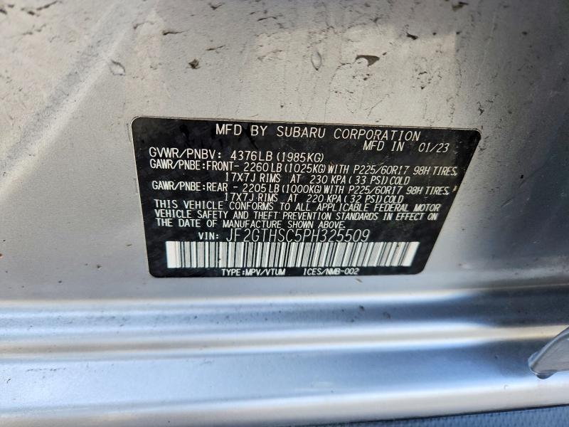 Aukcja sprzedaży 2023 Subaru Crosstrek, vin: JF2GTHSC5PH325509, numer aukcji: 48787186