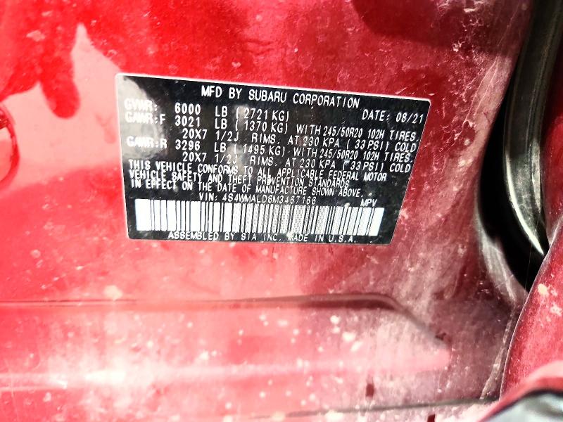 Продажа на аукционе авто 2021 Subaru Ascent, vin: 4S4WMALD6M3467166, номер лота: 48333976