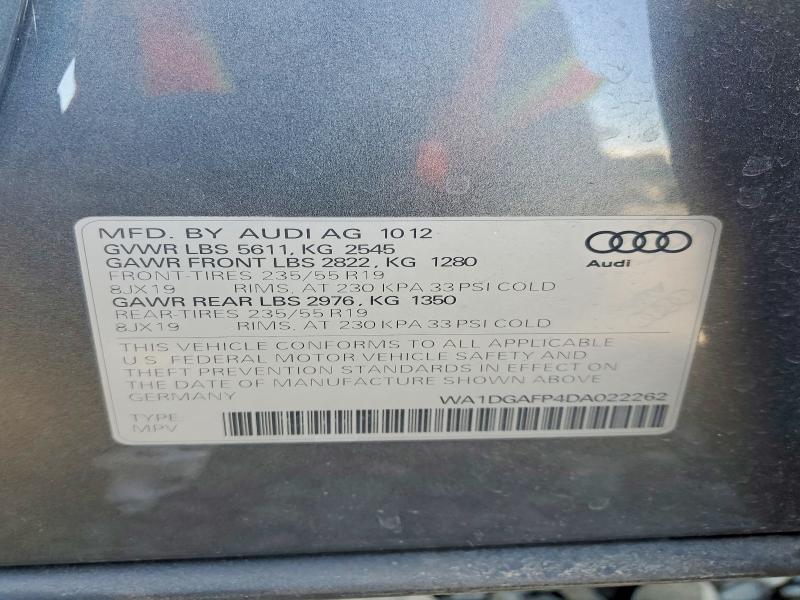 52002496 :رقم المزاد ، WA1DGAFP4DA022262 vin ، 2013 Audi Q5 مزاد بيع