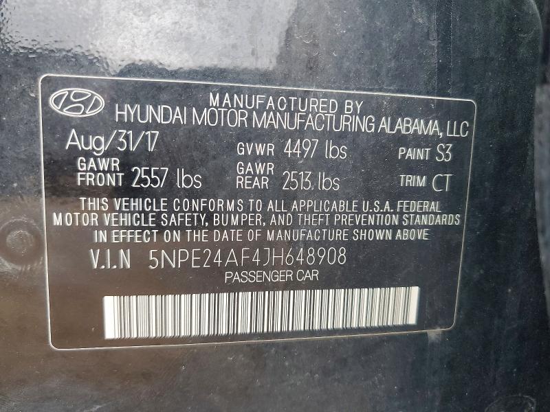 Aukcja sprzedaży 2018 Hyundai Sonata, vin: 5NPE24AF4JH648908, numer aukcji: 49778536