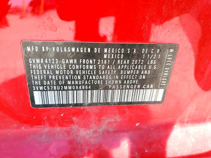 Продаж на аукціоні авто 2021 Volkswagen Jetta, vin: 3VWC57BU2MM094664, номер лоту: 50693386
