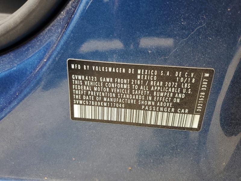 Продаж на аукціоні авто 2019 Volkswagen Jetta, vin: 3VWC57BU9KM117046, номер лоту: 48205136