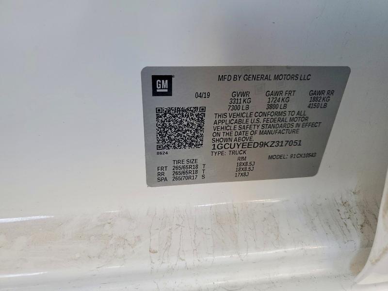 Продажа на аукционе авто 2019 Chevrolet Silverado, vin: 1GCUYEED9KZ317051, номер лота: 52250746
