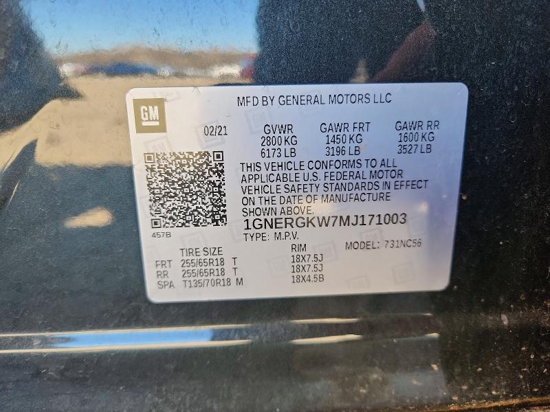 Продаж на аукціоні авто 2021 Chevrolet Traverse, vin: 1GNERGKW7MJ171003, номер лоту: 47266216