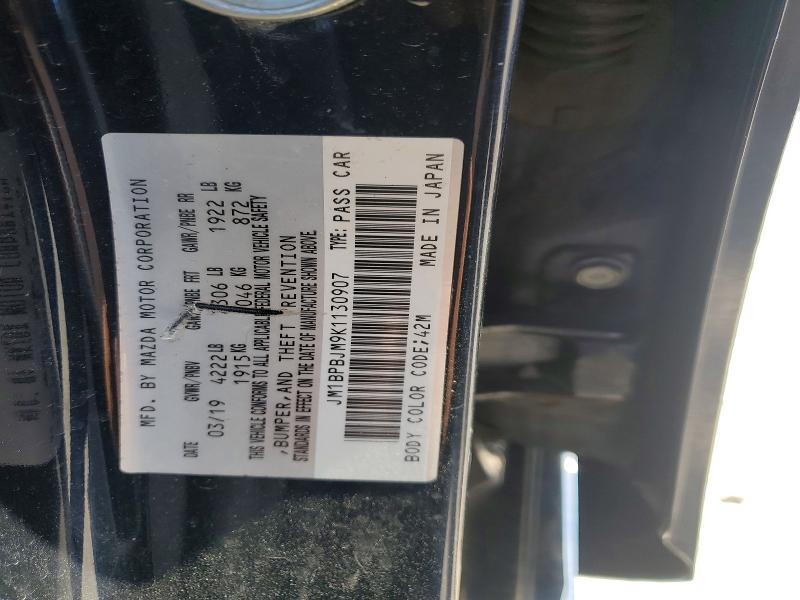 Auction sale of the 2019 Mazda 3, vin: JM1BPBJM9K1130907, lot number: 51166586