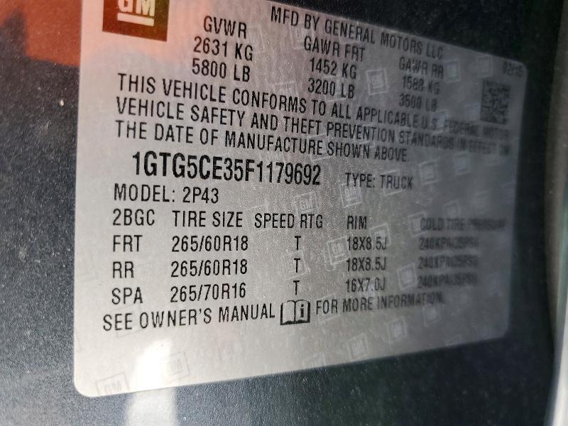 Продажа на аукционе авто 2015 Gmc Canyon, vin: 1GTG5CE35F1179692, номер лота: 50771916