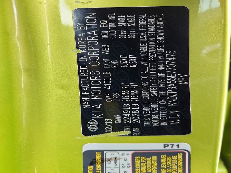 51537086 :رقم المزاد ، KNDJP3A55E7707475 vin ، 2014 Kia Soul مزاد بيع