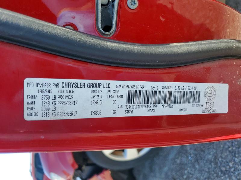 50221126 :رقم المزاد ، 3C4PDCCG4CT218429 vin ، 2012 Dodge Journey مزاد بيع