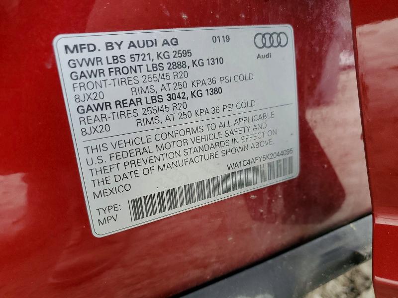 Продажа на аукционе авто 2019 Audi Sq5, vin: WA1C4AFY5K2044095, номер лота: 49217596