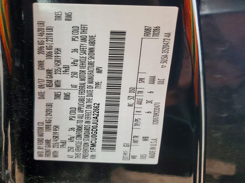 Aukcja sprzedaży 2018 Ford Escape, vin: 1FMCU0GD0JUA22662, numer aukcji: 50091356