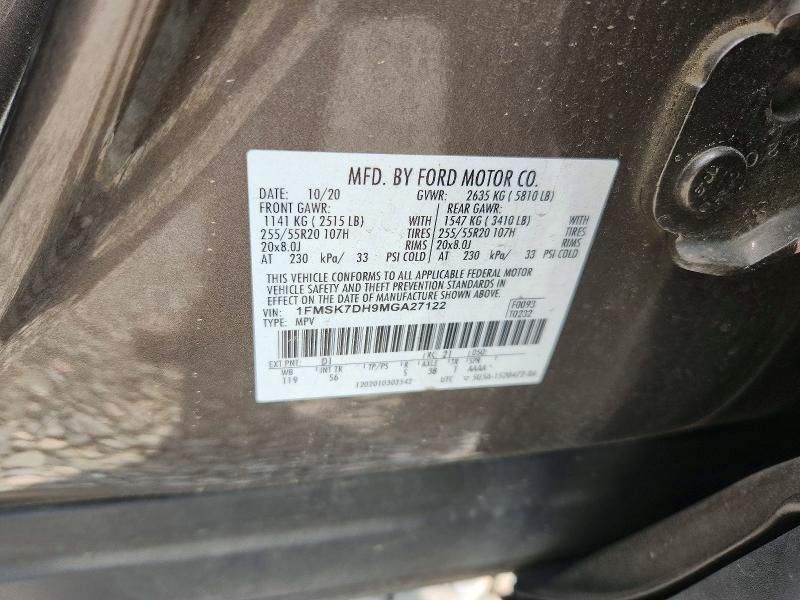Продаж на аукціоні авто 2021 Ford Explorer, vin: 1FMSK7DH9MGA27122, номер лоту: 51368816