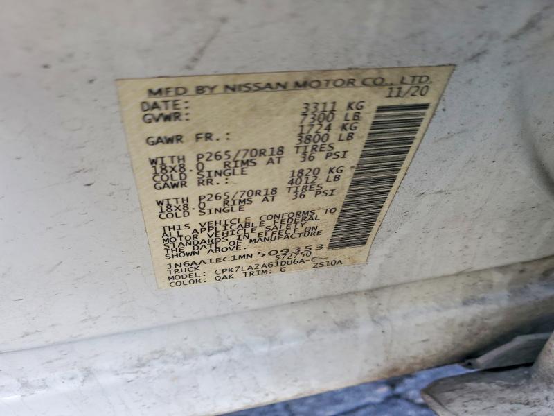 Продаж на аукціоні авто 2021 Nissan Titan, vin: 1N6AA1EC1MN509353, номер лоту: 48539306