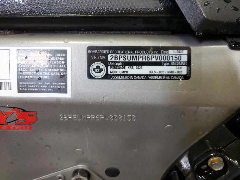 2023 Ski-doo Renegade Xrs მანქანა იყიდება აუქციონზე, vin: 2BPSUMPR6PV000150, აუქციონის ნომერი: 48991286