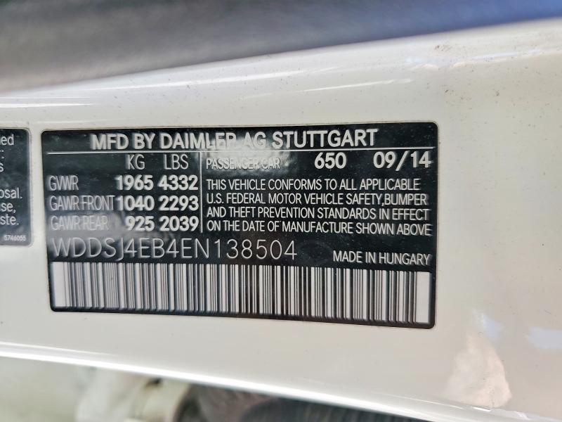 Aukcja sprzedaży 2014 Mercedes-benz Cla, vin: WDDSJ4EB4EN138504, numer aukcji: 51520136