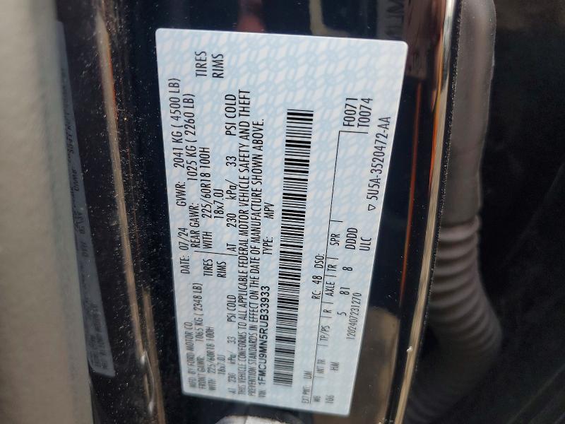 49297516 :رقم المزاد ، 1FMCU9MN5RUB33933 vin ، 2024 Ford Escape مزاد بيع