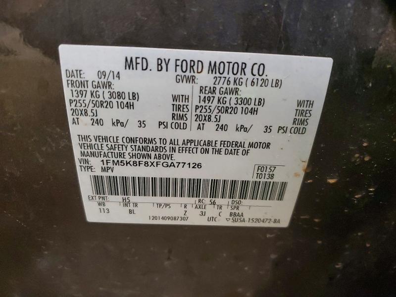 Aukcja sprzedaży 2015 Ford Explorer, vin: 1FM5K8F8XFGA77126, numer aukcji: 50723986