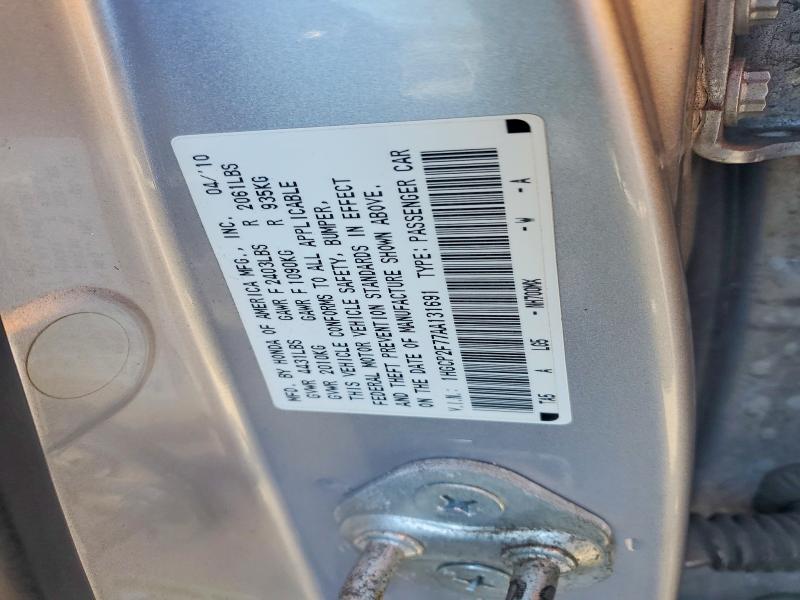 2010 Honda Accord მანქანა იყიდება აუქციონზე, vin: 1HGCP2F77AA131691, აუქციონის ნომერი: 48487236