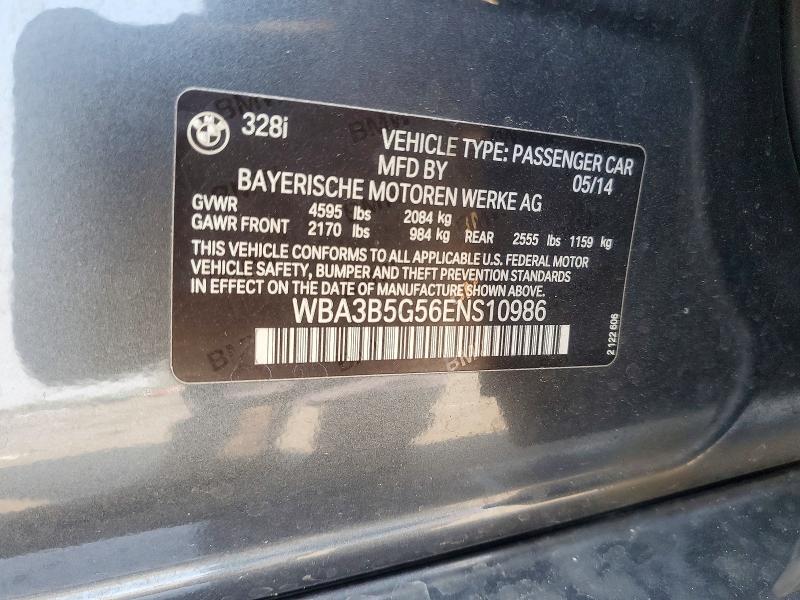 2014 Bmw 328 მანქანა იყიდება აუქციონზე, vin: WBA3B5G56ENS10986, აუქციონის ნომერი: 50281636