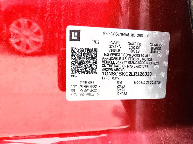 Продаж на аукціоні авто 2020 Chevrolet Tahoe, vin: 1GNSCBKC2LR126323, номер лоту: 51542106
