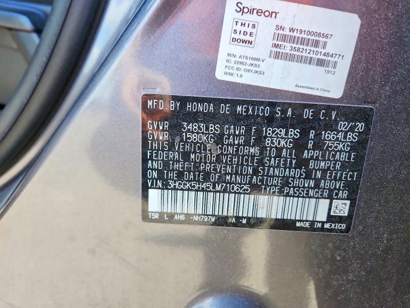 Продажа на аукционе авто 2020 Honda Fit, vin: 3HGGK5H45LM710625, номер лота: 50422696
