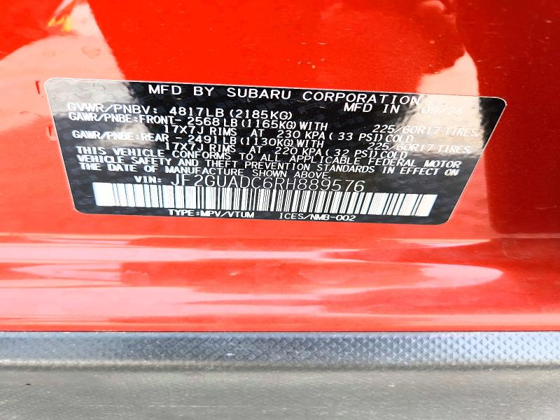 2024 Subaru Crosstrek მანქანა იყიდება აუქციონზე, vin: JF2GUADC6RH889576, აუქციონის ნომერი: 49035236