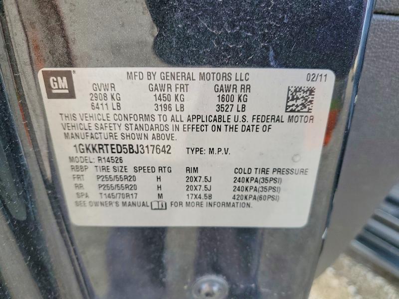 Продаж на аукціоні авто 2011 Gmc Acadia, vin: 1GKKRTED5BJ317642, номер лоту: 49877896