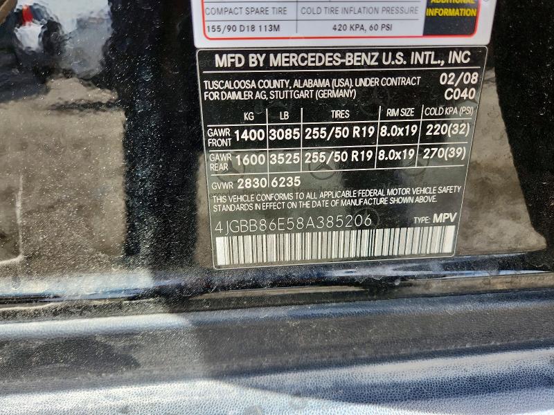 Продажа на аукционе авто 2008 Mercedes-benz Ml, vin: 4JGBB86E58A385206, номер лота: 51908086